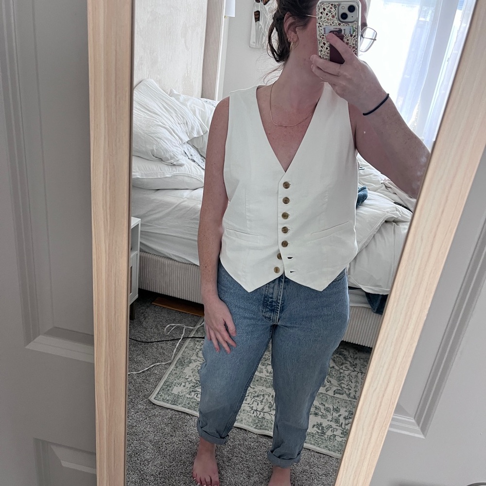 White Button-Up Vest